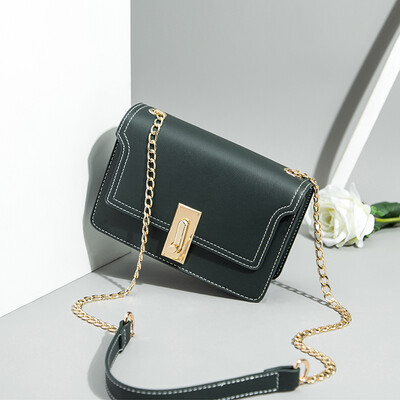 

Womens bag messenger bag simple tide single shoulder lock small square bag retro chain style