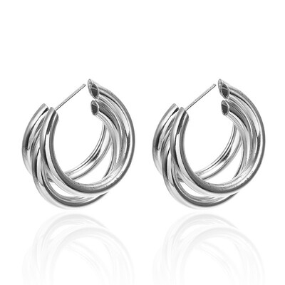 

EK284 New Fashion Silver Gold Color Metal Round Circle Drop Earrings For Women 2019 Girl Simple Statement oorbellen Punk Jewelry