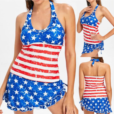 

Saidsome Women American Flag The fourth of July Two Pieces Bikini Swimwear Beachwear