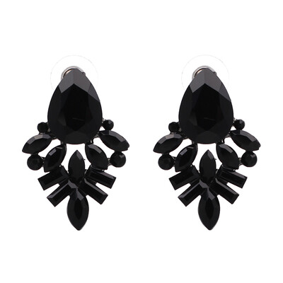 

2018 Good Quality New Fashion Women Statement Black Clear Crystal Stud Earrings For Women Earring Factory Price W3106