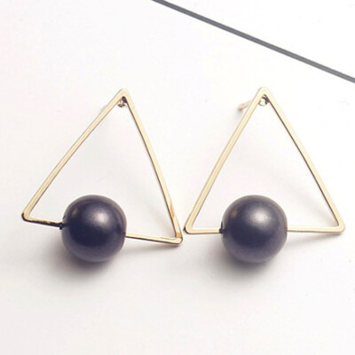 

New Fashion Imitation Pearl Jewelry Simple Copper Triangle Stud Earring Gift For Women Girl