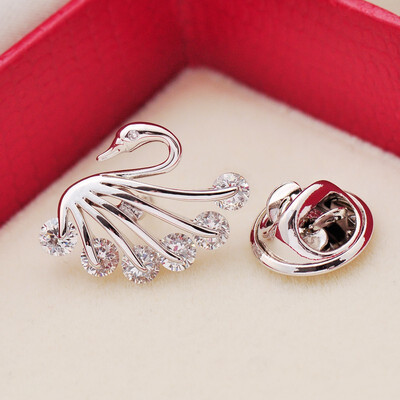 

Cute swan neckline brooch blouse v-neck small accessories