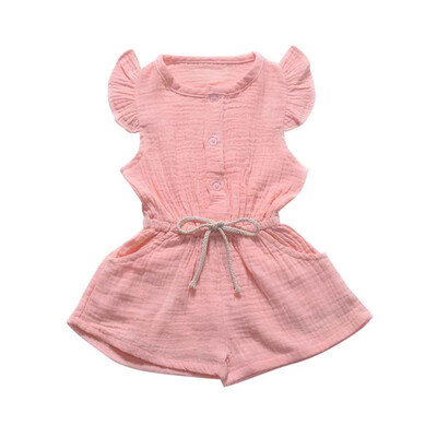 

Infant Baby Flare Sleeve Solid Print Bodysuit Kids Girls Jumpsuit Overalls Newborn Clothes