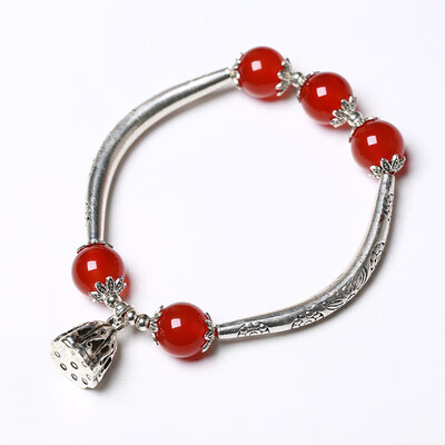 

Red agate powder chalcedony bracelet