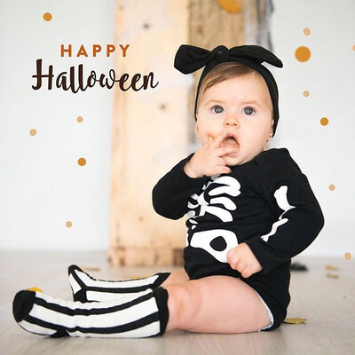 

Toddler Infants Baby Boys Girl Skull Print Halloween Romper Tops Costume Outfits