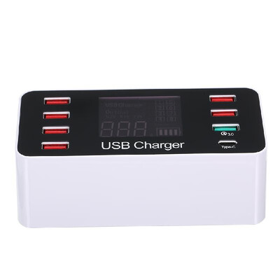 

Fast USB Charger with QC30 Port 40W Charging Station with 8 Charging Ports&Type-C Port LCD Display Wide Compatibility Intelli