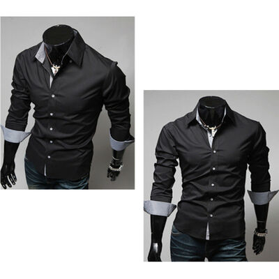 

Fashion Mens Luxury Stylish Casual Dress Shirts Long Sleeve Slim Fit T-Shirts