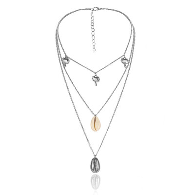 

Fashion Women Multi-layer Palm Tree Shell Pendant Chain Necklace Jewelry Gift