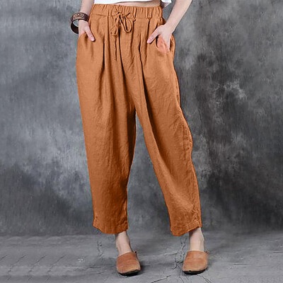 

Plus Size Women Pure Color Wide Leg Pants Solid Trousers Loose Casual Pants