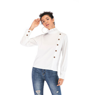 

Roseonmyhand Women Botton Shirt Long Sleeve Shirt Turtleneck Blouse Tops