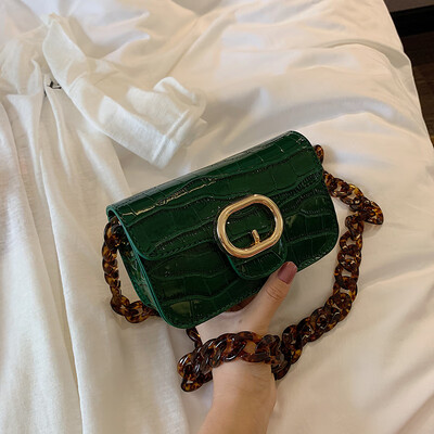 

Summer senior retro crocodile pattern small square bag chain bag womens new 2019 Korean version of Joker slung bag