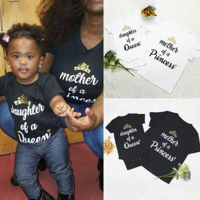 

US Family Matching Women Mother Mom Kid Cotton T Shirts Clothes Tee Tops Outfits