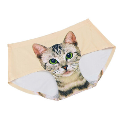 

Sexy Pussycat Womens Panties Funny Female Anti-emptied 3D Cat Printed Lingerie Seamless Panties for Women White Black Underwear