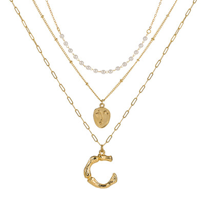 

2019 New Face Coin Beads Alphabet Initial LetterPendant Necklace Female Gold Color Chain Choker Collar Necklaces for Women