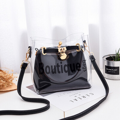 

2019 spring&summer new womens bag portable Korean fashion simple PVC trend single shoulder Messenger bag
