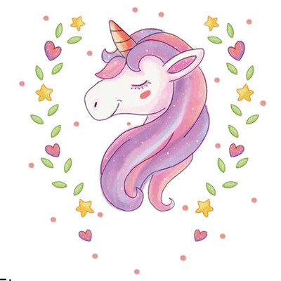 

Unicorn Flowers Wall Sticker Self-adhesive Removable Childrens Room Graffiti Wall Stickers