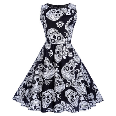 

Halloween Skull Print Fit&Flare Dress