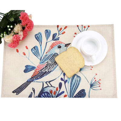 

Birds&Flower Pattern Linen Cloth Table Mat Insulation Pad Dining Room Home Decor Table Insulation Pad Insulation Mat