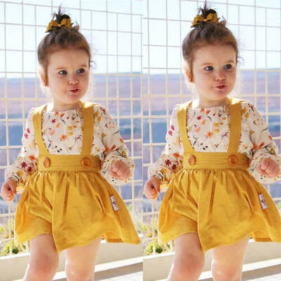 

Toddler Baby Girls Princess Flowers Romper Tops Suspender Skirts Outfits Clothes
