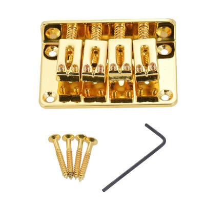 

4 String Fixed Hard-tail Tailpiece Bridge Set for Electric Ukelele Golden