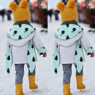 

Toddler Baby Long Sleeve Pine Cone Print Rabbit Ears Hooded Tops Coat Outfits