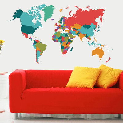 

〖Follure〗Various Colorful World Map Removable Vinyl Decal Wall Sticker Home Room Decor