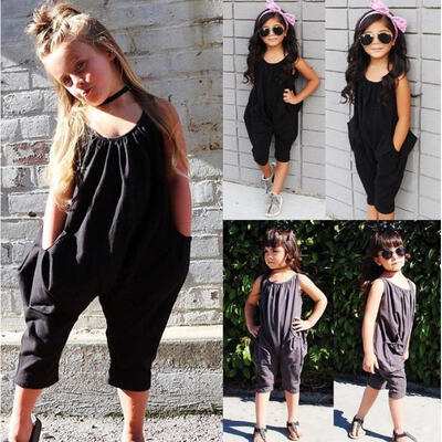 

Sleeveless Toddler Kids Girls Pocket Romper Jumpsuit Playsuit Casual Clothes