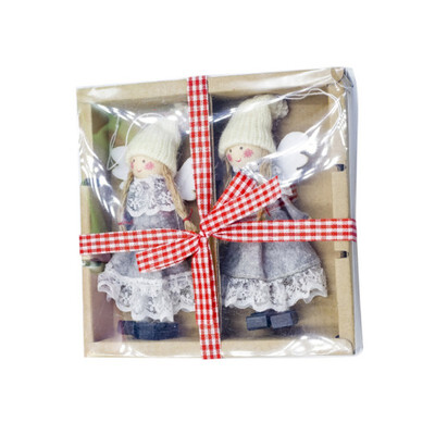 

2pcsset Christmas Lace Ange Doll Wing Angel Girl Doll Xmas Tree DIY Hanging Ornament Pendant Home Decorations