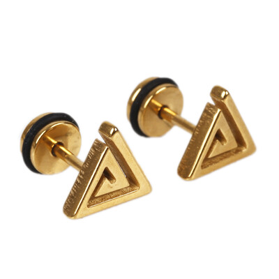 

1pc Unisex Hypoallergenic Maze Triangle Titanium Steel Ear Stud Earring Jewelry