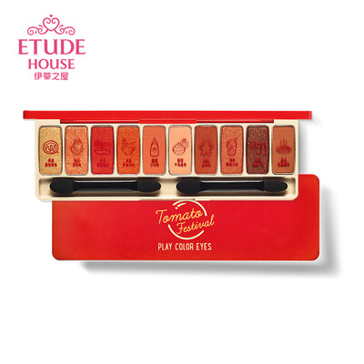 

ETUDE HOUSE Fun Color Multicolor Eyeshadow Palette 10g Tomato Red Net Red Series Matte Pearlescent 10 Colors Easy to Color&No Fly Powder