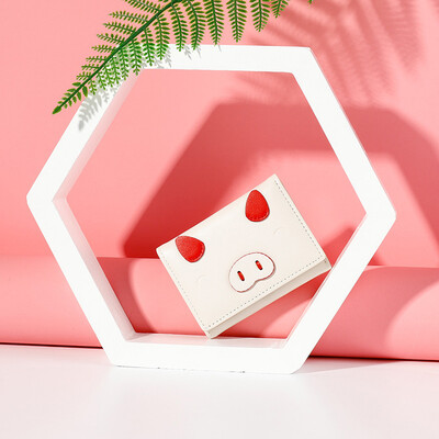 

Tailored Women Short Wallets Cute Pig Purses Small Fold Female Coin Purse Card Holder