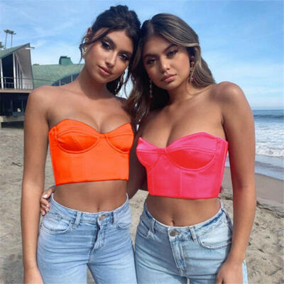 

Ladies Women Bandeau Vest Boob Tube Crop Top T Shirt Cami Tank Tops Clubwear
