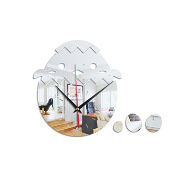 

Gobestart 3D Broken Shell Chicken Shape Acrylic Mirror Home Decoration Wall Clock