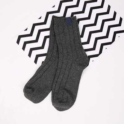 

1Pair Thick Warm Women Socks Solid Color Striped Autumn Winter Cotton Tube Socks