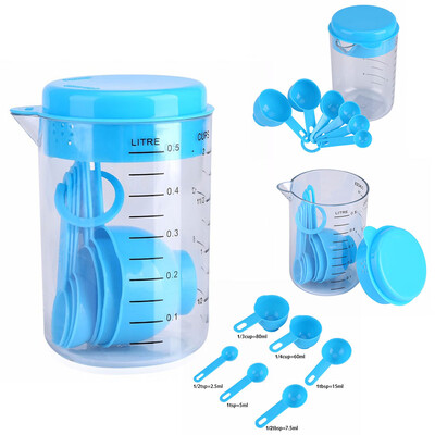 

7PCSSet Plastic Measuring Cups with Spoons Measure Kitchen Utensil Cooking Scoops Sugar Cake Baking Scales Spoon
