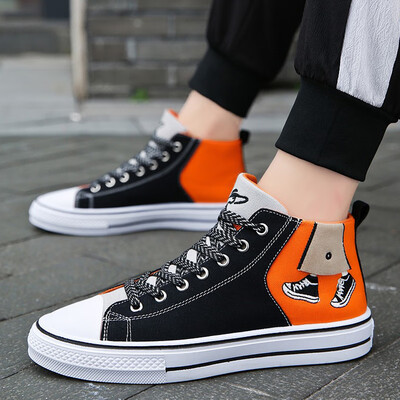 

Summer mens shoes Korean version of the trend of mens shoes casual wild canvas high to help breathe social guys help tide shoes