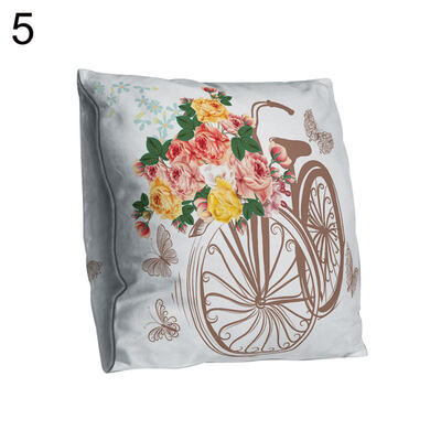 

Bicycle Flower Double-sided Print Pillow Case Cushion Cover Sofa Bed Car Decor