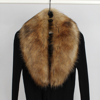 

Luxury Winter Faux Fur Collar Coat Women Scarf Warm Hairy Soft Shawl Hood Fur Decor For Jackets Multi Color Female Fur Scarves