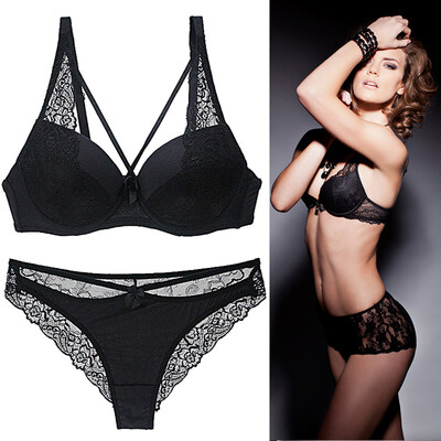 

〖Follure〗Fashion Women Gather Sexy Lace Bra Suits Deep V Lotus Leaf Edge Underwear