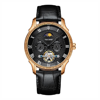 

TEVISE T851A Business Men Mechanical Watch Moon Phase Second Hour Display Timer Three Sub-Dials Fashion Casual Stainless Steel Str