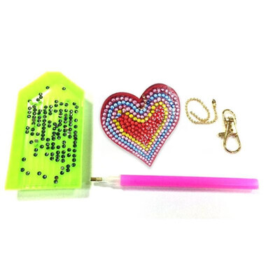 

5pcsset DIY Full Drill Diamond Painting Love Heart Keychain Key Ring Gift