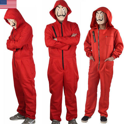 

Paper House La Casa De Papel Salvador Dali Face Costume Jumpsuits Mask Outfit