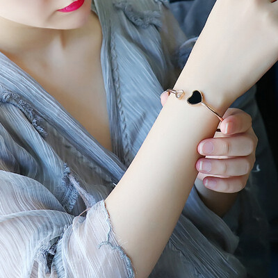 

Diamond love heart-shaped bracelet titanium steel plated 18k rose gold color gold bracelet female birthday gift