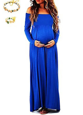 

Simple&Elegant Boat Neck Long Sleeve Maxi Dress