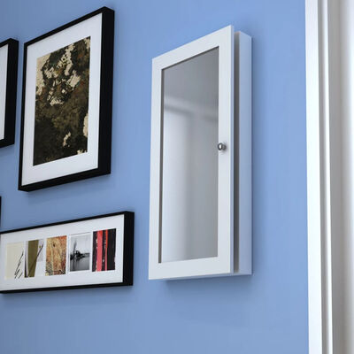 

Wall Jewelry Cabinet with Mirror White