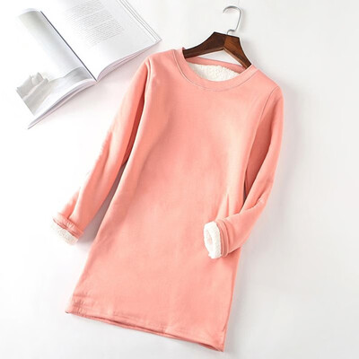 

Fashion Women Autumn Winter Bottom T-shirt Long Plus Thick Velvet Slim Warm Top Tee Tunic Basic Casual Pullovers Blouse