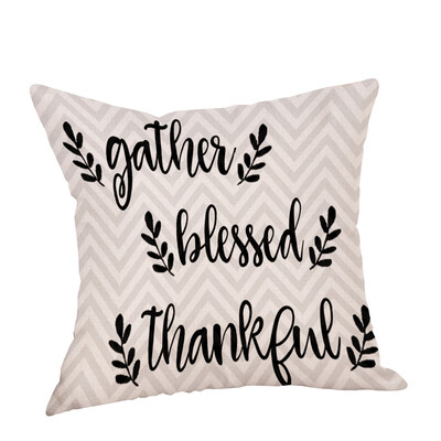 

〖Follure〗Happy Thanksgiving Pillow Case Home Sofa Bed Decor Square Cushion Cover A