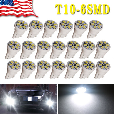 

20X Blue T10 Wedge 6SMD LED Interior Dome Map Light Bulbs W5W 192 194 164 2825