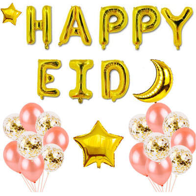 

Happy Eid MUBARAK Balloons Festival Party Decoration for Eid al-Adha MoonLetterStarSequin BalloonParty Decor Jett globos