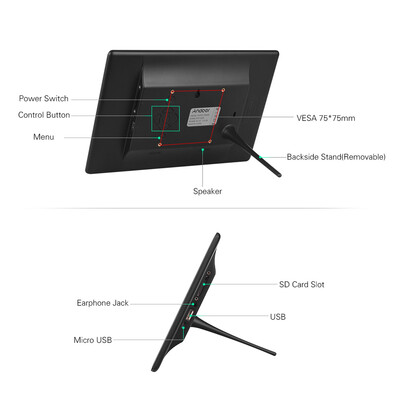 

Andoer 101 Inch Ultra-thin IPS LCD Digital Photo Frame Desktop Album 1280 800 Supports PhotoMusic Video Clock6 Modes Cale